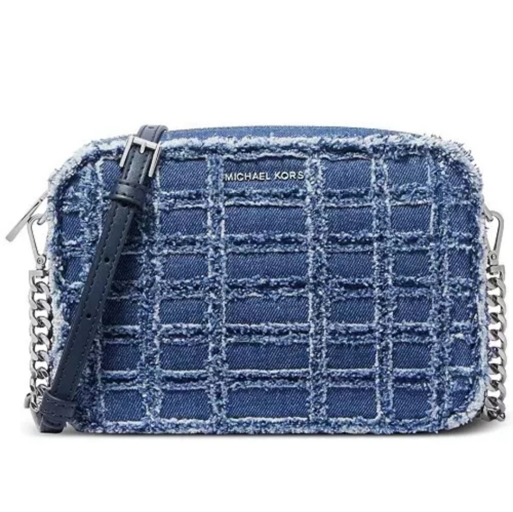 NWOT Michael Kors Denim Jet Set Medium Camera Crossbody Bag